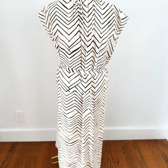 H&M Midi Cream & Black Pattern Dress - Picture 8 of 13